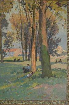 Sketch for the salle des fêtes at the town hall of Asnières: shade under the trees, c.1901. Creator: Paul Leon Felix Schmitt