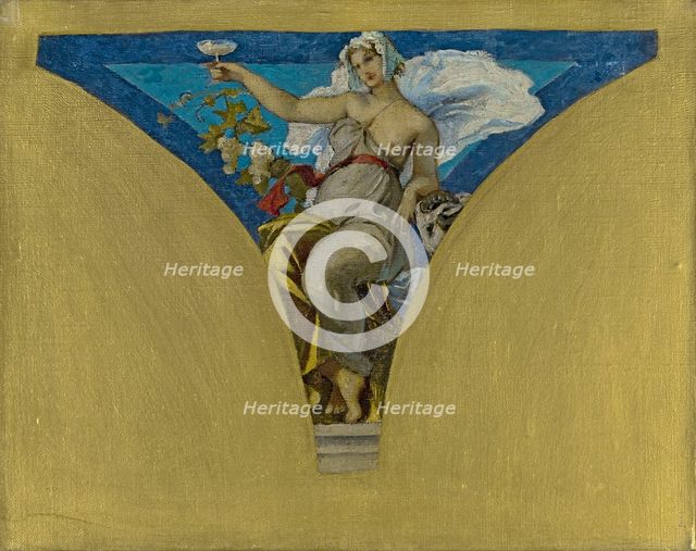 Sketch for the Salle des Fêtes de in the Hôtel de Ville, Paris : La Champagne, c.1891.  Creator: François Emile Ehrmann.