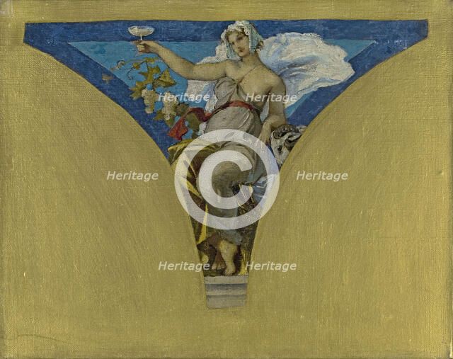 Sketch for the Salle des Fêtes de in the Hôtel de Ville, Paris : La Champagne, c.1891.  Creator: François Emile Ehrmann.