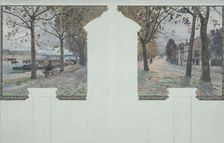 Sketch for the salle des fêtes in the town hall of Asnières: banks of the Seine at Asnières, c.1901. Creator: Paul Leon Felix Schmitt