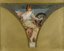 Sketch for the salle des fêtes in the Hôtel de Ville, Paris : Spinning, between 1889 and 1893. Creator: Jean Joseph Weerts