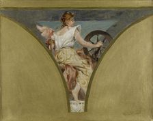 Sketch for the salle des fêtes in the Hôtel de Ville, Paris : Spinning, between 1889 and 1893. Creator: Jean Joseph Weerts