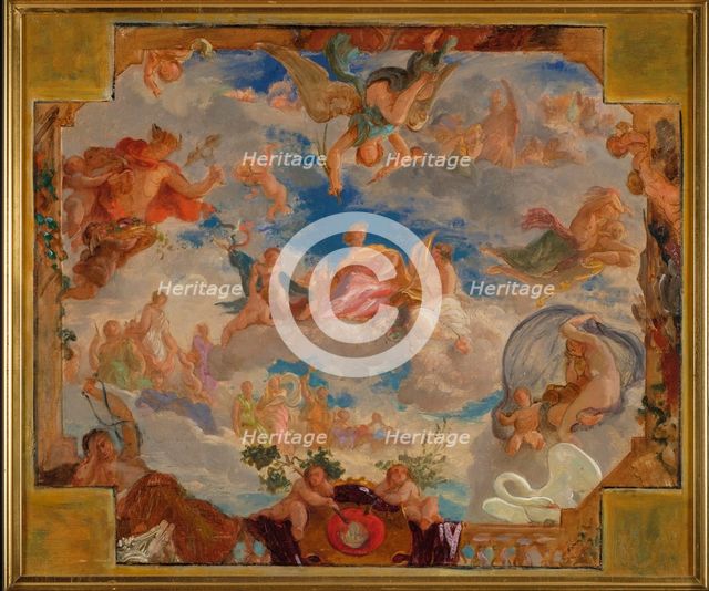 Sketch for the salle des prévôts in the Hôtel de Ville, Paris: Allegory...c.1852.  Creator: Léon Riesener.
