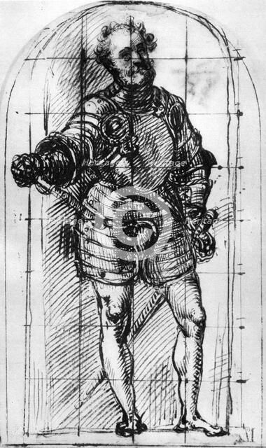 Sketch for the portrait of the Duke of Urbino, 1536, (1937). Artist: Titian