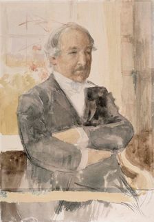 Sketch for the Portrait of Zacharias Topelius, 1888. Creator: Albert Edelfelt