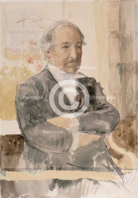 Sketch for the Portrait of Zacharias Topelius, 1888. Creator: Albert Edelfelt.