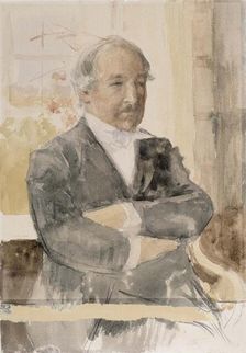 Sketch for the Portrait of Zacharias Topelius, 1888. Creator: Albert Edelfelt