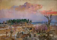 Sketch for the Panorama of Grochow, c1940. Creator: Wojciech Kossak