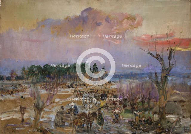 Sketch for the Panorama of Grochow, c1940. Creator: Wojciech Kossak.