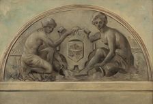 Sketch for the pediment at the school complex of Alfortville: The Seine and the Marne fram..., 1898. Creator: Emile Delbos