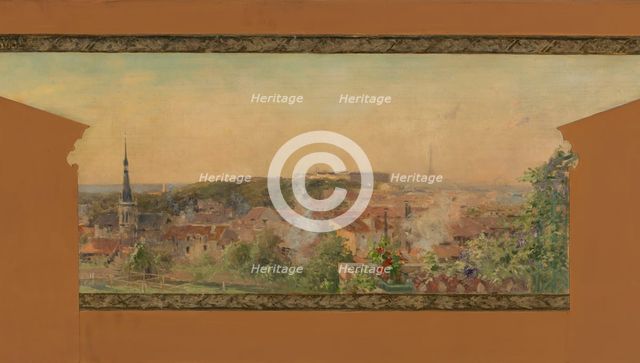 Sketch for the reception hall at the town hall of Vanves: Panorama of Vanves, 1902. Creator: Pierre Vauthier.