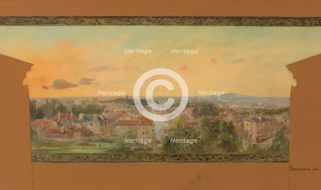 Sketch for the reception hall at the town hall of Vanves: Panorama of Vanves, 1902. Creator: Pierre Vauthier.