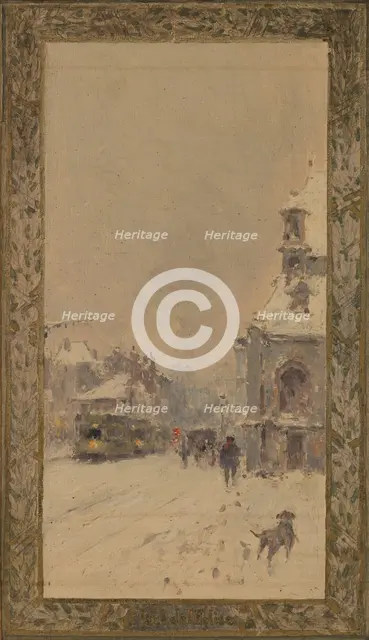 Sketch for the reception hall at the town hall of Vanves: Views of Vanves, 1902. Creator: Pierre Vauthier.