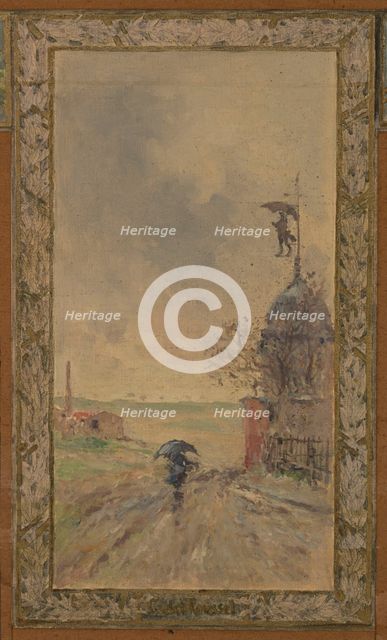 Sketch for the reception hall at the town hall of Vanves: Views of Vanves, 1902. Creator: Pierre Vauthier.