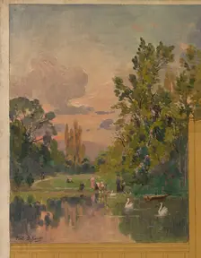 Sketch for the reception hall at the town hall of Vincennes: Views of Vincennes, 1898. Creator: Paul Leon Felix Schmitt