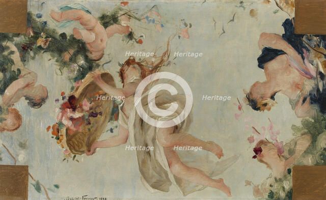 Sketch for the reception Hall of the Hotel de Ville in Paris: Flowers, 1892. Creator: Gabriel Ferrier.