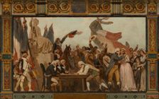 Sketch for the reception hall of the town hall of the 20th arrondissement: Birth, homeland..., 1884. Creator: Jules Didier