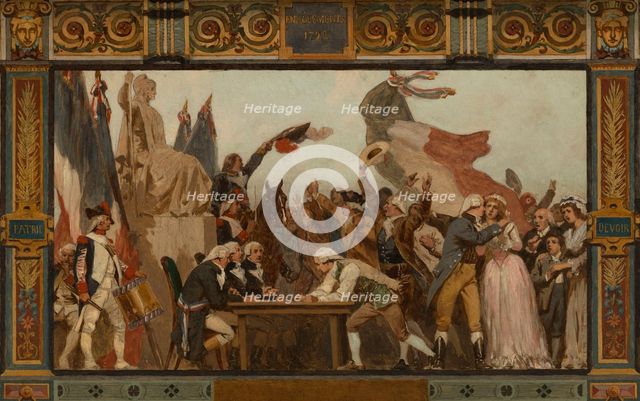 Sketch for the reception hall of the town hall of the 20th arrondissement: Birth, homeland..., 1884. Creator: Jules Didier.