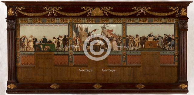 Sketch for the reception hall of the town hall of the 20th arrondissement: Birth, homeland..., 1884. Creator: Jules Didier.