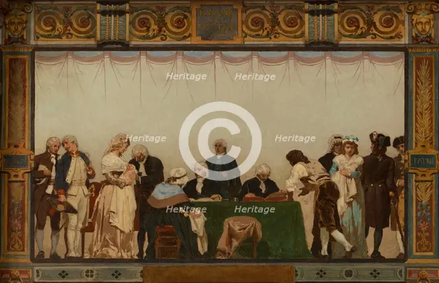 Sketch for the reception hall of the town hall of the 20th arrondissement: Birth, homeland..., 1884. Creator: Jules Didier.