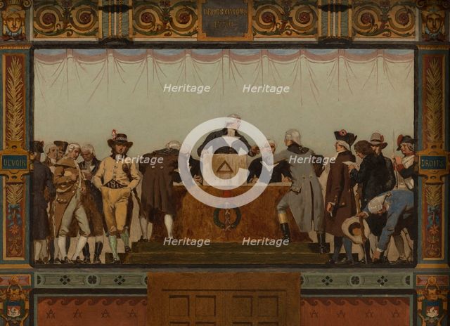 Sketch for the reception hall of the town hall of the 20th arrondissement: Birth, homeland..., 1884. Creator: Jules Didier.