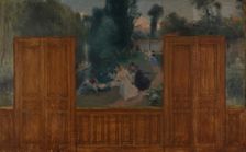 Sketch for the town hall of Créteil: Landscape, banks of the Marne...1898. Creator: Eugene Martial Simas
