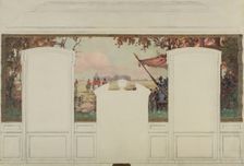 Sketch for the town hall of Fresnes: Landscape with stands and riders, 1905. Creator: Jean Constant Pape