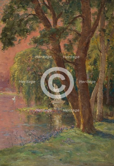 Sketch for the town hall of Joinville-le-Pont: Lac d'Amour- sunrise - statue of Venus and..., c1918. Creator: Marie Joseph Leon Iwill.