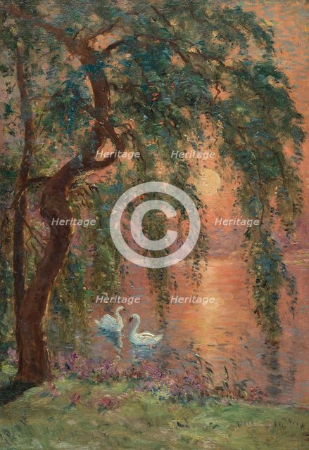 Sketch for the town hall of Joinville-le-Pont: Lac d'Amour - the weeping willow, c1918. Creator: Marie Joseph Leon Iwill.