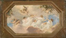 Sketch for the town hall of Suresnes: Circle of bacchantes (central ceiling), 1898. Creator: Edouard Michel Lancon
