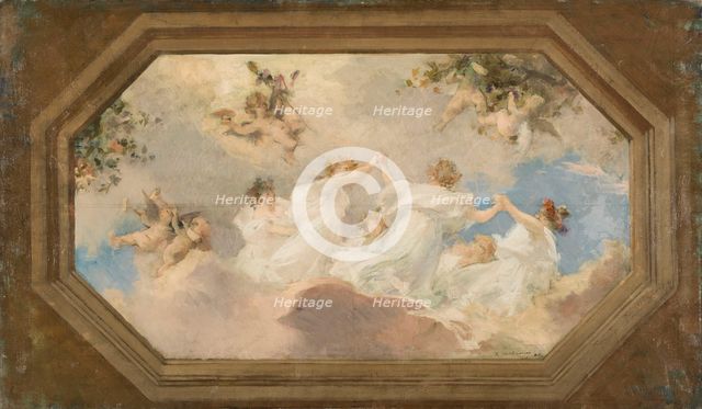 Sketch for the town hall of Suresnes: Circle of bacchantes (central ceiling), 1898. Creator: Edouard Michel Lancon.