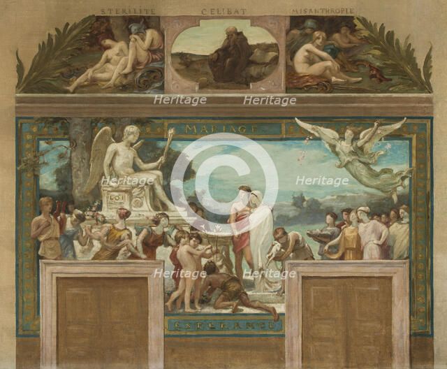 Sketch for the town hall of Saint-Maur-des-Fosses: Virtues opposing Vices (Marriage - Hope), 1883. Creator: Paul Milliet.