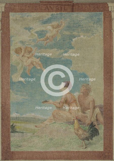 Sketch for the town hall of the 4th arrondissement, the month of April, 1884.  Creator: Paul Milliet.