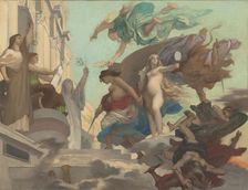 Sketch for the town hall of the 12th arrondissement, Paris : Liberty..., c.1879. Creators: Leon Pierre Urbain Bourgeois, Alfred Puaux-Bruneau