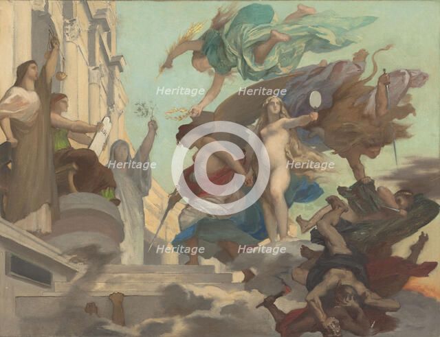 Sketch for the town hall of the 12th arrondissement, Paris : Liberty..., c.1879. Creators: Leon Pierre Urbain Bourgeois, Alfred Puaux-Bruneau.