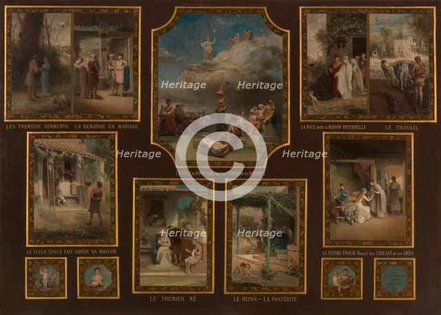 Sketch for the town hall of the 19th arrondissement of the City of Paris:Evocations of marriage,1880 Creator: Emile Levy.