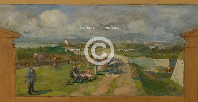 Sketch for the town hall of Vanves. View of Vanves with Fort de Vanves, 1902. Creator: Paul Leon Felix Schmitt.