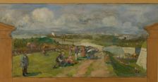 Sketch for the town hall of Vanves. View of Vanves with Fort de Vanves, 1902. Creator: Paul Leon Felix Schmitt