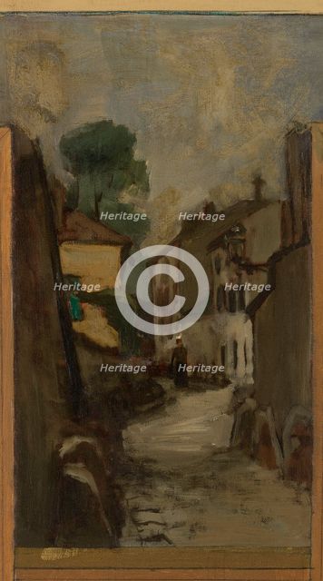 Sketch for the town hall of Vanves. Views of Vanves with the Church of Vanves, 1902. Creator: Paul Leon Felix Schmitt.