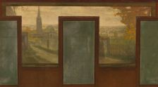 Sketch for the town hall of Vanves: Views of Vanves. Tram. Place de Vanves. Castle path..., 1902. Creator: Jean Joseph Enders