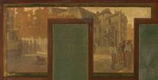 Sketch for the town hall of Vanves: Views of Vanves. Tram. Place de Vanves. Castle path..., 1902. Creator: Jean Joseph Enders