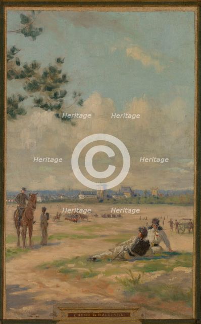 Sketch for the town hall of Vincennes: the chapel, keep, obelisk, the manoeuvring area..., 1898. Creator: Maurice Chabas.