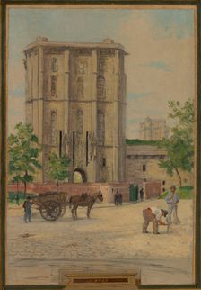 Sketch for the town hall of Vincennes: the chapel, keep, obelisk, the manoeuvring area..., 1898. Creator: Maurice Chabas
