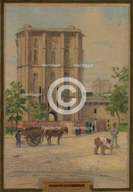 Sketch for the town hall of Vincennes: the chapel, keep, obelisk, the manoeuvring area..., 1898. Creator: Maurice Chabas.