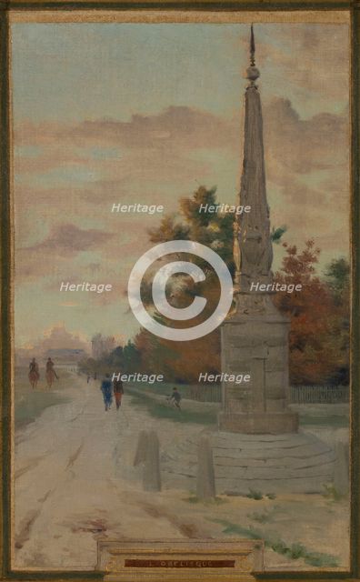 Sketch for the town hall of Vincennes: the chapel, keep, obelisk, the manoeuvring area..., 1898. Creator: Maurice Chabas.