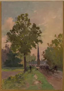 Sketch for the town hall of Vincennes: View of the Bois de Vincennes, 1898. Creator: Paul Leon Felix Schmitt