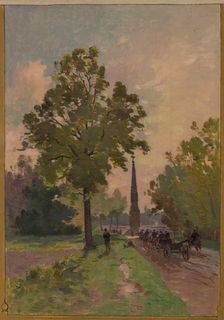 Sketch for the town hall of Vincennes: View of the Bois de Vincennes, 1898. Creator: Paul Leon Felix Schmitt
