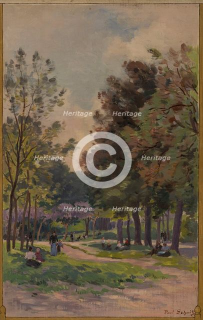 Sketch for the town hall of Vincennes: View of the Bois de Vincennes, 1898. Creator: Paul Leon Felix Schmitt.