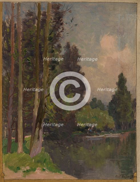 Sketch for the town hall of Vincennes: View of the Bois de Vincennes, 1898. Creator: Paul Leon Felix Schmitt.