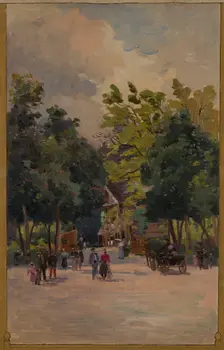 Sketch for the town hall of Vincennes: View of the Bois de Vincennes, 1898. Creator: Paul Leon Felix Schmitt